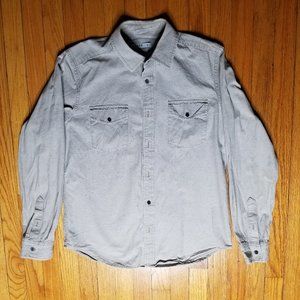 GAP Men's Neutral Speckled Casual Button Down, M